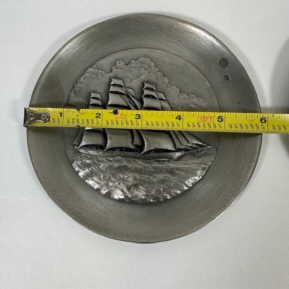 Lance/Hudson Fine Pewter, Plate/Plaque Sailing Ships Decorative Set of 2 USA - Picture 8 of 16
